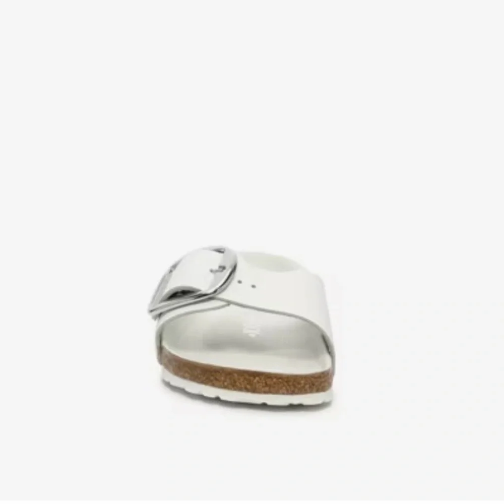 Birkenstock MADRID White Sandals with Metallic Buckle - Picture 3 of 10